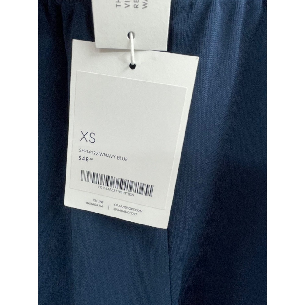 NWT OAK + FORT High Waist Sweat Short Men's XS Navy Blue White Striped Classic - Picture 9 of 11